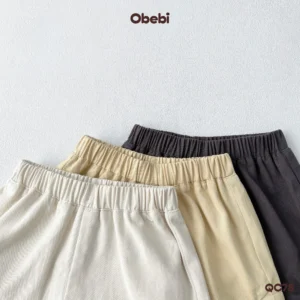 QC78 – Quần đùi kaki hình thêu bóng đèn sáng tạo từ nhân vật Obebi
