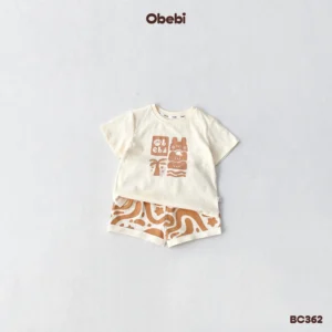 BC362 – Bộ cộc mùa hè trẻ em in họa tiết sóng biển đặc sắc Obebi