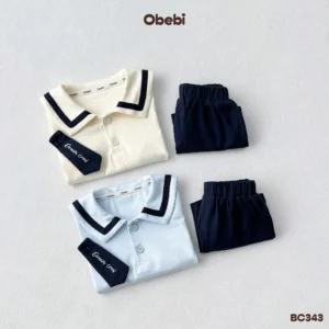 BC343 – Bộ polo thủy thủ trẻ em vải mềm mịn mùa hè Obebi