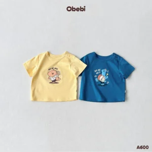 A600 – Áo Thun Trẻ Em Cộc Tay Mùa Hè Họa Tiết Đội Cổ Vũ Khủng Long Obebi
