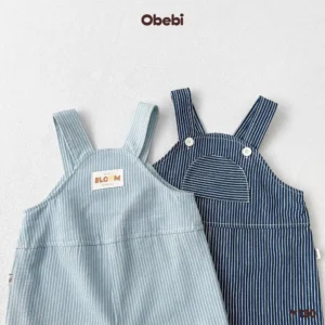 Y130 – Yếm Jean trẻ em mùa hè họa tiết kẻ thời trang Obebi