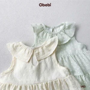 V62 – Váy ba lỗ Bé Gái cổ bèo hoa nhí Dễ Thương Obebi