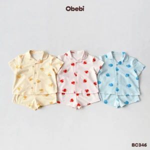 BC346 – Bộ Pyjama trẻ em họa tiết hoa quả mùa hè Obebi