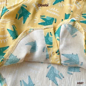 A567 – Áo sơ mi linen trẻ em mùa hè họa tiết dễ thương Obebi