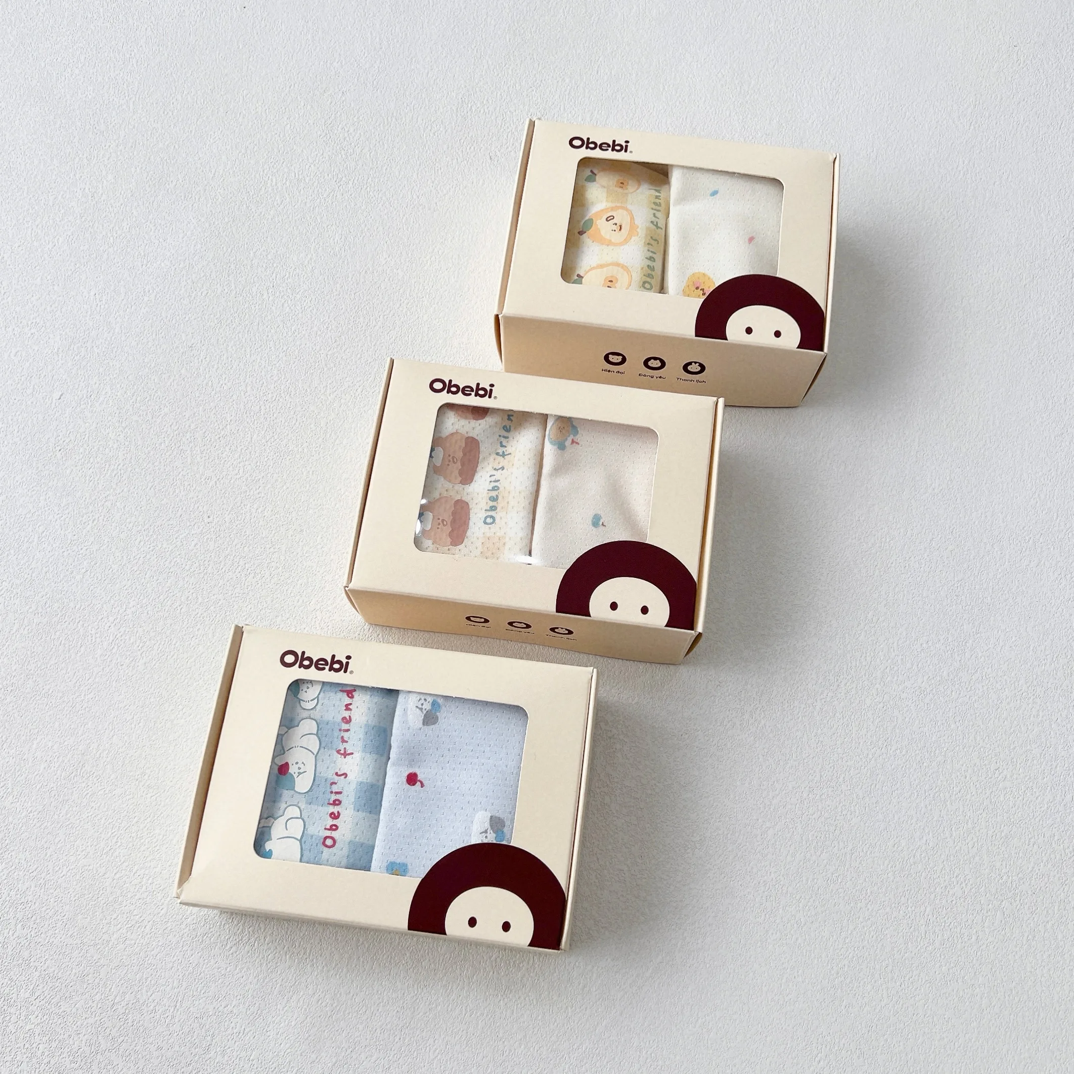 A545 – Set 2 áo ba lỗ mùa hè vải modal mát nhẹ dễ thương Obebi