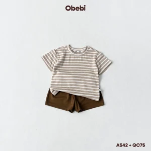QC75 – Set 2 quần đùi đính mác in nhỏ xinh Obebi