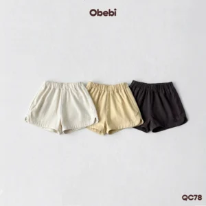 QC78 – Quần đùi kaki hình thêu bóng đèn sáng tạo từ nhân vật Obebi
