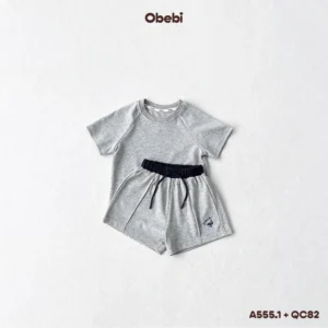QC82 – Quần Sooc đùi vải cotton in hình cá heo vui nhộn mùa hè Obebi