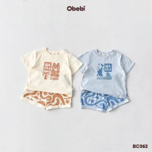 BC362 – Bộ cộc mùa hè trẻ em in họa tiết sóng biển đặc sắc Obebi