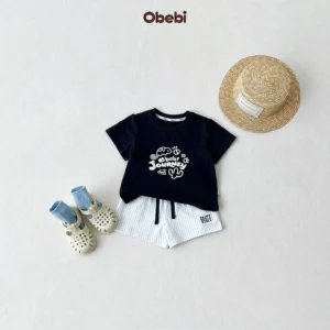 QC87 – Quần Đùi Trẻ Em Mùa Hè Kẻ Sọc Đi Biển Obebi