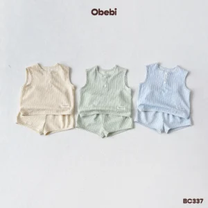 BC337 – Bộ ba lỗ trẻ em hoa tiết kẻ sọc mùa hè Obebi