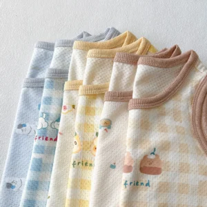 A545 – Set 2 áo ba lỗ mùa hè vải modal mát nhẹ dễ thương Obebi