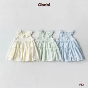 V62 – Váy ba lỗ Bé Gái cổ bèo hoa nhí Dễ Thương Obebi