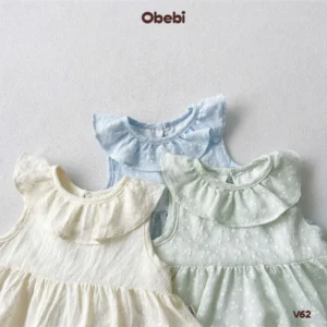 V62 – Váy ba lỗ Bé Gái cổ bèo hoa nhí Dễ Thương Obebi