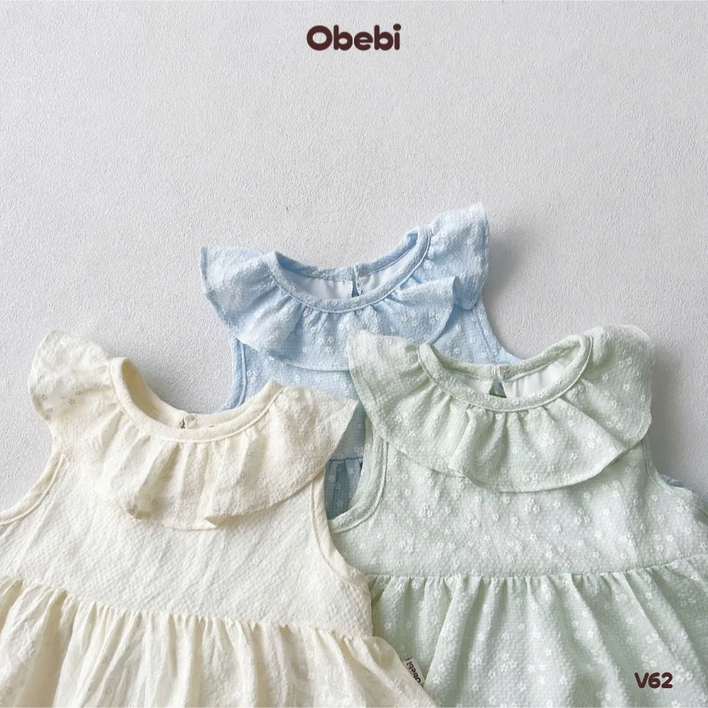 V62 – Váy ba lỗ Bé Gái cổ bèo hoa nhí Dễ Thương Obebi