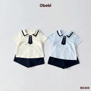 BC343 – Bộ polo thủy thủ trẻ em vải mềm mịn mùa hè Obebi