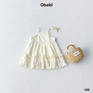 V68 – Váy hai dây babydoll bé gái mùa hè bèo nhún đáng yêu Obebi