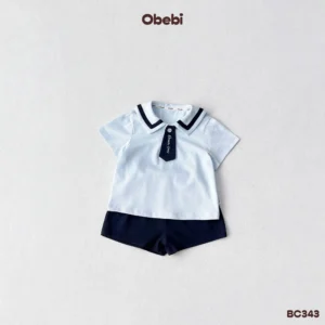 BC343 – Bộ polo thủy thủ trẻ em vải mềm mịn mùa hè Obebi