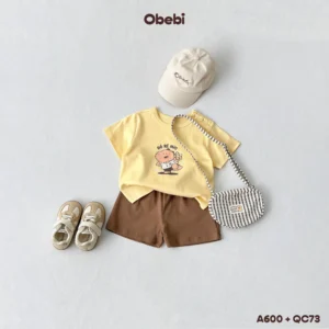 A600 – Áo Thun Trẻ Em Cộc Tay Mùa Hè Họa Tiết Đội Cổ Vũ Khủng Long Obebi