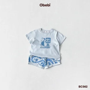 BC362 – Bộ cộc mùa hè trẻ em in họa tiết sóng biển đặc sắc Obebi