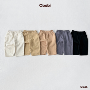 Q246 – Quần kaki trẻ em mùa hè mềm mại thêu túi Obebi