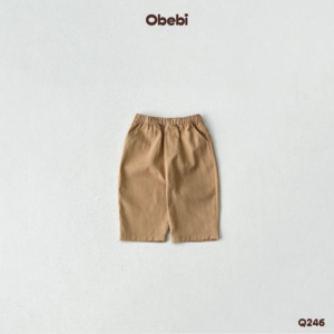 Q246 – Quần kaki trẻ em mùa hè mềm mại thêu túi Obebi