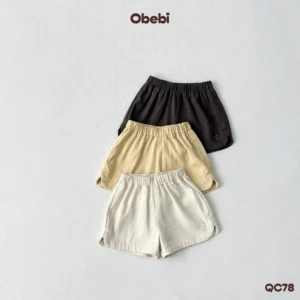 QC78 – Quần đùi kaki hình thêu bóng đèn sáng tạo từ nhân vật Obebi