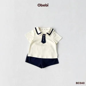 BC343 – Bộ polo thủy thủ trẻ em vải mềm mịn mùa hè Obebi