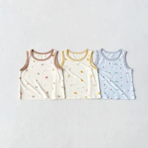 A545 – Set 2 áo ba lỗ mùa hè vải modal mát nhẹ dễ thương Obebi