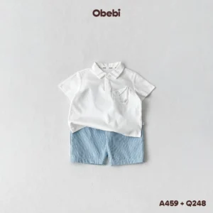 Q248 – Quần jean kẻ trẻ em mùa hè dáng xuông Obebi