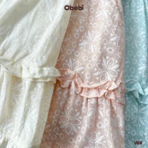 V68 – Váy hai dây babydoll bé gái mùa hè bèo nhún đáng yêu Obebi