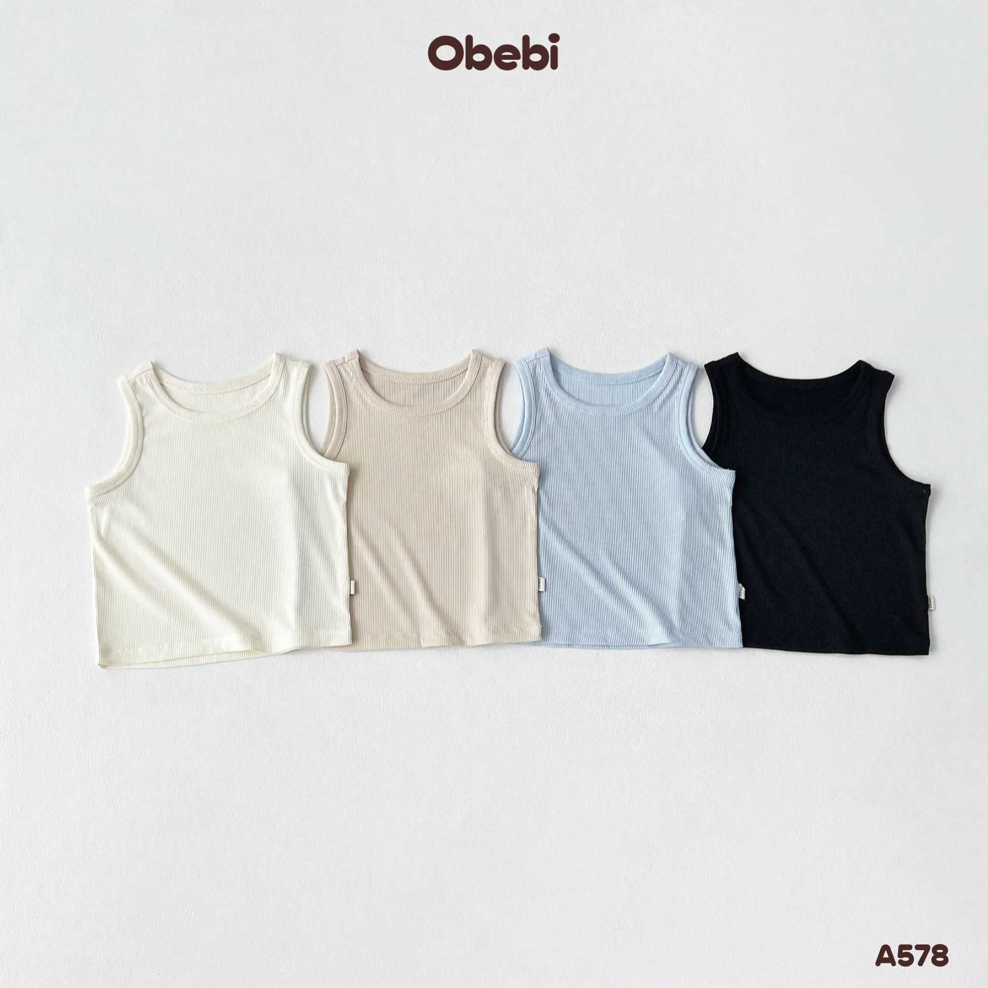 A578 – Áo Ba Lỗ Trẻ Em Mùa Hè Vải Vải Gân Cellulose Tái Sinh Obebi