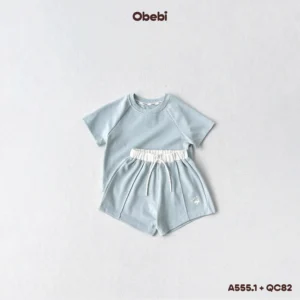 QC82 – Quần Sooc đùi vải cotton in hình cá heo vui nhộn mùa hè Obebi