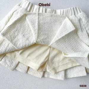 SB38 – Bộ Sơ Mi Cộc Tay Bé Gái Mùa Hè Chân Váy Xếp Ly Obebi