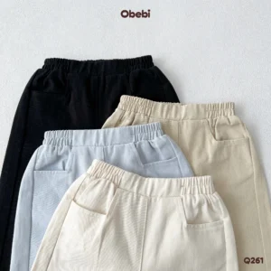 Q261 – Quần Kaki Trẻ Em Thu Đông Túi Vuông Basic Obebi