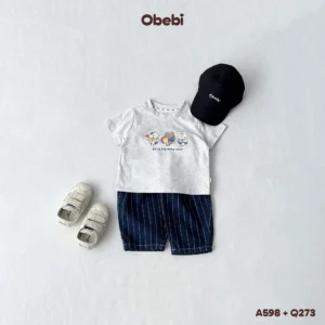 Q273 – Quần Jean Kẻ Phom Balloon Trẻ Em Obebi