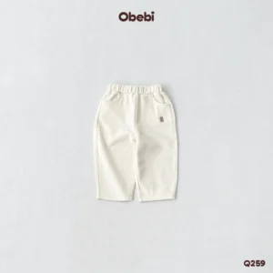 Q259 – Quần Nỉ Dài Phom Baggy Trẻ Em Hình Thêu Con Gấu Thương Hiệu Obebi