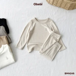 BMN245 – Bộ Mặc Nhà Trẻ Em Thu Đông Vải Co Giãn Mềm Mịn Obebi