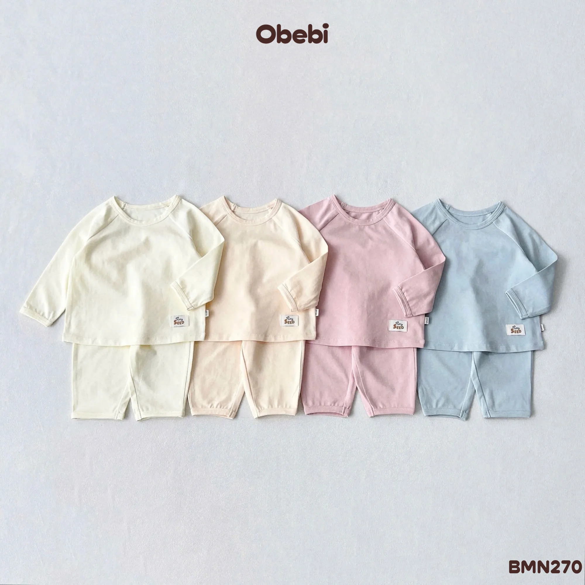 BMN270 – Bộ Mặc Nhà Trẻ Em Thu Đông Vải Mềm Mịn Obebi