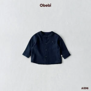 A596 – Áo Sơ Mi Dài Tay Trẻ Em Thu Đông Cổ Tàu Obebi