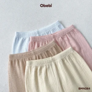 BMN264 – Bộ Mặc Nhà Trẻ Em Thu Đông Gân Sọc Mềm Mại Obebi
