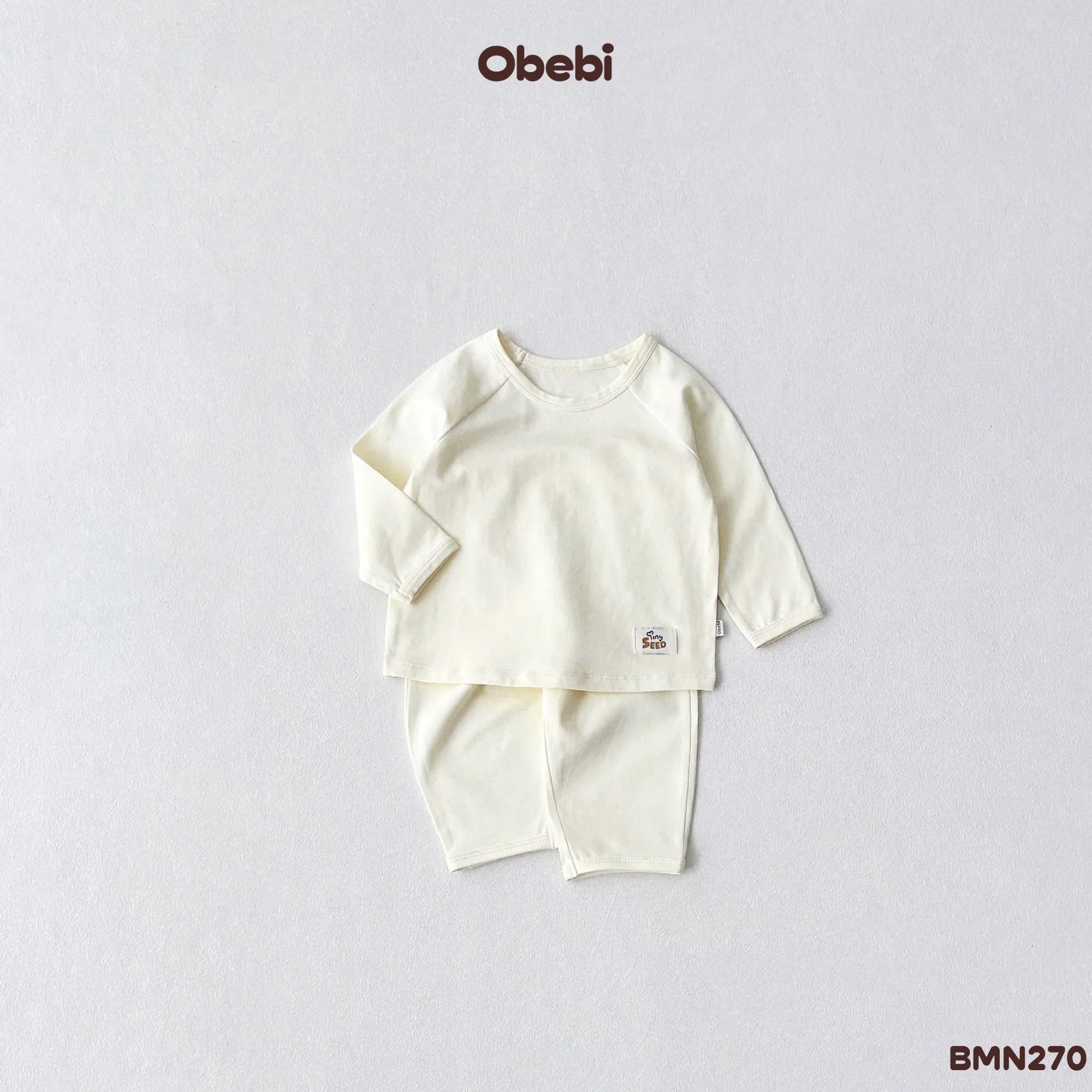 BMN270 – Bộ Mặc Nhà Trẻ Em Thu Đông Vải Mềm Mịn Obebi