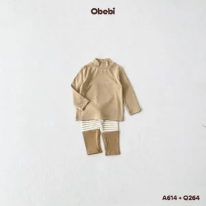 A614 – Áo Thun Giữ Nhiệt Trẻ Em Thu Đông Cổ 3 Phân Mềm Mại Giữ Nhiệt Obebi