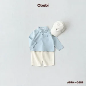 Q259 – Quần Nỉ Dài Phom Baggy Trẻ Em Hình Thêu Con Gấu Thương Hiệu Obebi