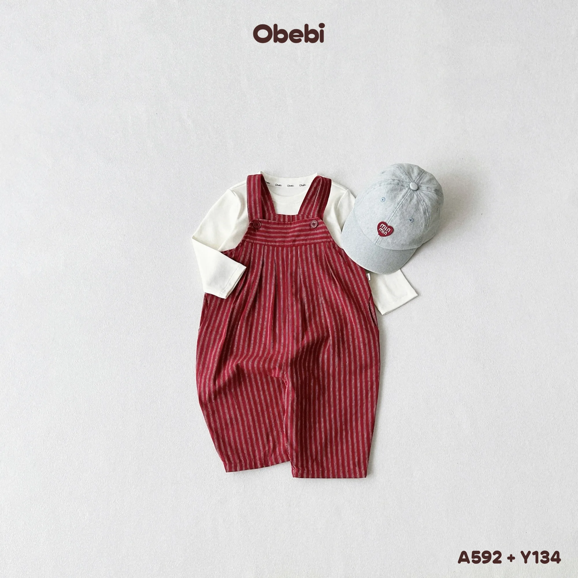 Y134 – Yếm Dài Kẻ Trẻ Em Obebi