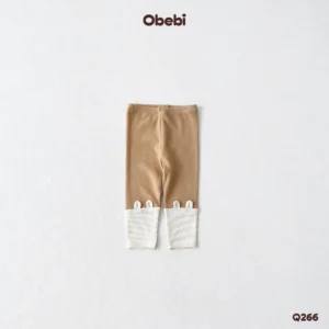 Q266 – Quần Legging Trẻ Em Thu Đông Tai Gấu Phối Màu Obebi