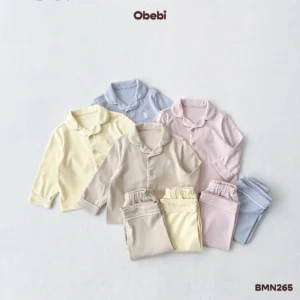 BMN265 – Bộ Pyjama Trẻ Em Thu Đông Phối Viền Tinh Tế Obebi