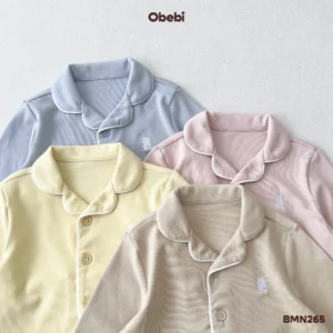 BMN265 – Bộ Pyjama Trẻ Em Thu Đông Phối Viền Tinh Tế Obebi