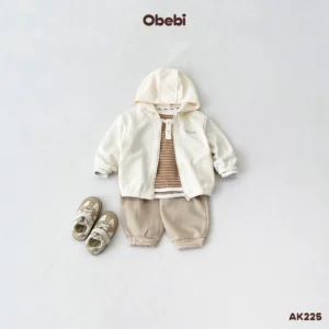 AK225 – Áo Khoác Nỉ Trẻ Em Thu Đông Hình Thêu Dễ Thương Obebi