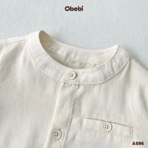 A596 – Áo Sơ Mi Dài Tay Trẻ Em Thu Đông Cổ Tàu Obebi